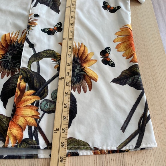 PacSun Womens Small Button Down‎ Shirt Sunflower Print Butterfly Fall Nature - Picture 6 of 6